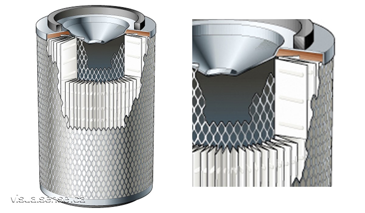 Technical illustration of an engine filter