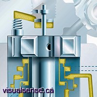 Technical Illustration of a rock drill