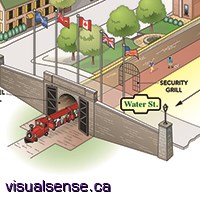 Brockville rail tunnel cutaway illustration